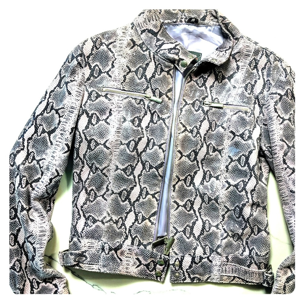 D'Armand leather motorcycle jacket snakeskin